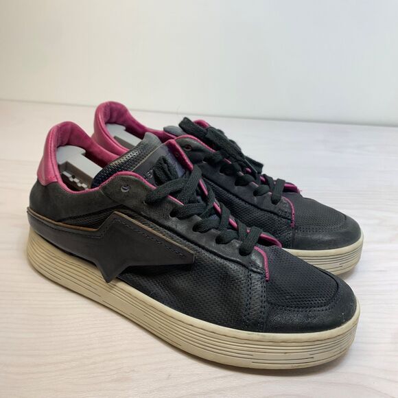 A.S.98 Adrian Black Perforated Casual Leather Sneaker Women Size EU 37 US 6.5-7 - Picture 1 of 12